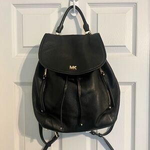 Michael Kors Evie—Black Leather Backpack